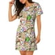 thumbnail image 2 of Easygdp Owl Back To School Camisón de manga corta para mujer, informal, estampado, 2 of 6