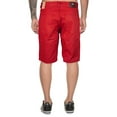 thumbnail image 2 of Marx & Dutch Men's Moto Biker Quilted Slim Fit Cotton Stretch Twill Shorts (Red,32), 2 of 2