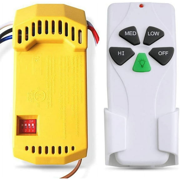 Universal Ceiling Fan Remote Control Kit with dimmer for 3 Speed AC Ceiling Fan Replacement for Hampton Bay Hunter KUJCE9103 FAN-53T Kit, Yellow