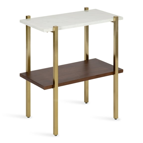 Kate and Laurel Abcott Wood and Metal Side Table, White/Walnut Brown 20x12x24