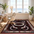 thumbnail image 3 of Design&I 8'x10' Washable Area Rug Extra Large Skid-Resistant Low Profile Snake Serpent Round Gothic Intertwined Spotted Scale Motif Coiled for Living Room, Family, 3 of 7