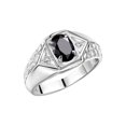 thumbnail image 3 of Rylos 14K White Gold Classic 7X5MM Oval Onyx & Sparkling Diamond Ring - Birthstone Jewelry for Men -Size 12, 3 of 6