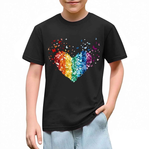 Blusas y camisas de manga corta con cuello redondo para niños pequeños, camisetas de moda con estampado de cuello redondo, blusa de manga corta para niña