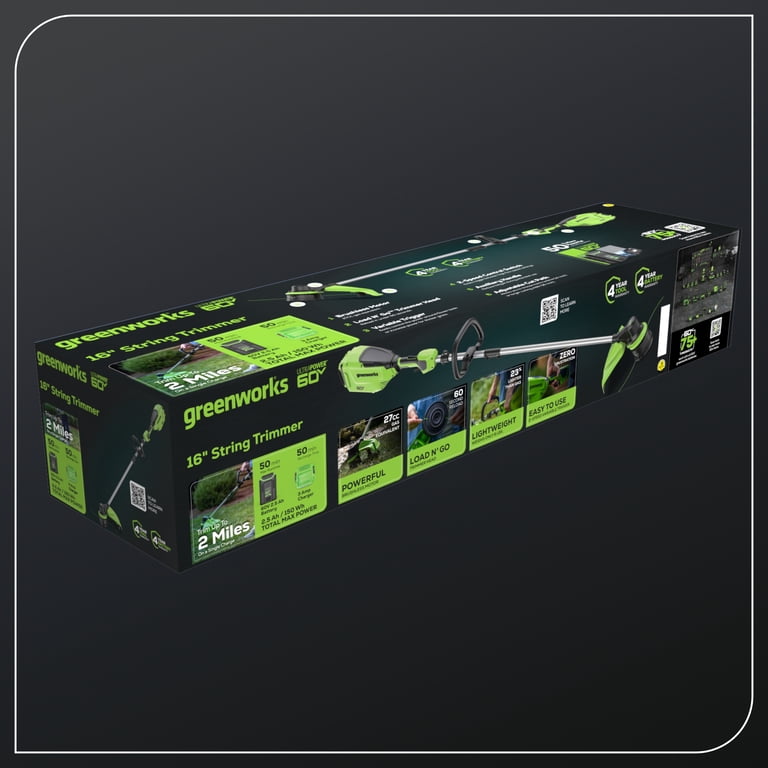 Open Box Greenworks 60V 16” Front Mount String Trimmer + 2.5Ah