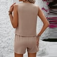 thumbnail image 4 of ZZwxWA Women's 2 Piece Summer Cozy Knit Set Ribbed Sleeveless Tank Top Soft Matching Shorts Beach Vacation Outfits Womens Workout Athletic Suits Online Shopping, 4 of 7