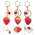 thumbnail image 4 of EeaseMX 3 unids en forma de fresa llavero llavero colgantes clave ornamentos clave (color surtido), 4 of 7