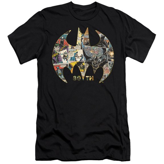 Batman 80Th Shield S/S Adult 30/1 T-Shirt Black