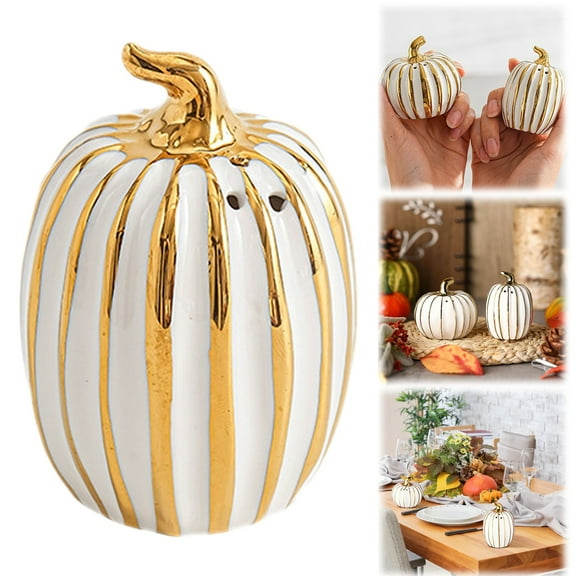 HmNPlay Ceramic Salt and Pepper Shakers Pumpkin Shaped 3 Inch with Multi-Hole Dispenser Fall Thanksgiving Halloween Kitchen Decor Home Dining Table Seasoning Set