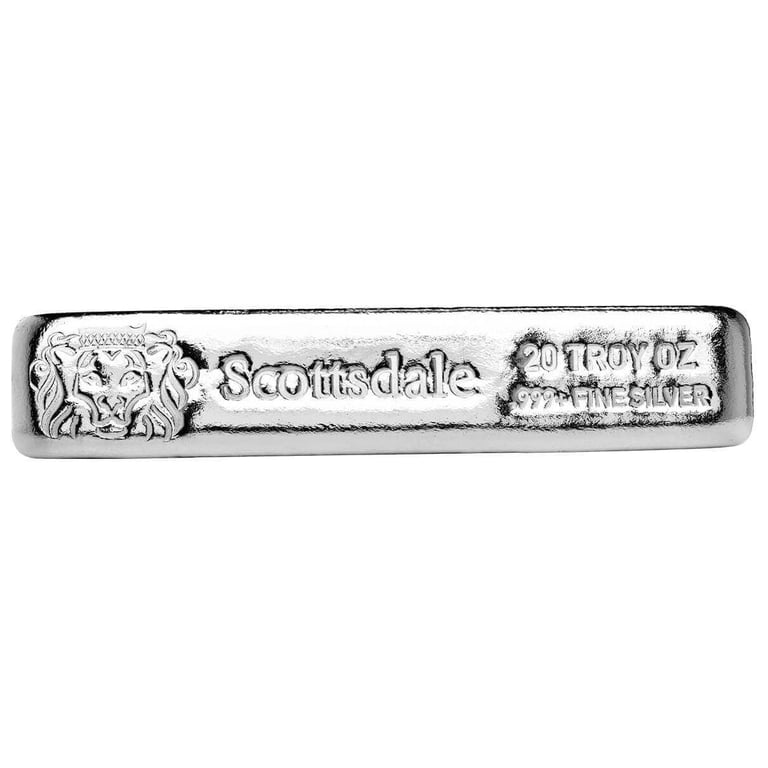 20 oz .999 Silver Bar - Scottsdale Mint CL20 Silver Bullion Bar
