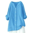 thumbnail image 1 of Women Loose Button Down Blouses Long Sleeve Solid Casual All Occasions, 1 of 3