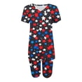 thumbnail image 4 of Pounoo Women's 2 Piece Outfits Knit Sets Independence Day Style Lightweight Breathable V Neck Short Sleeve Star Print Top And Biker Shorts Gift, 4 of 6