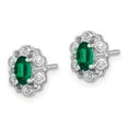 thumbnail image 2 of Sterling Silver Rhodium-plated Created Emerald & Diam. Earrings, 2 of 4