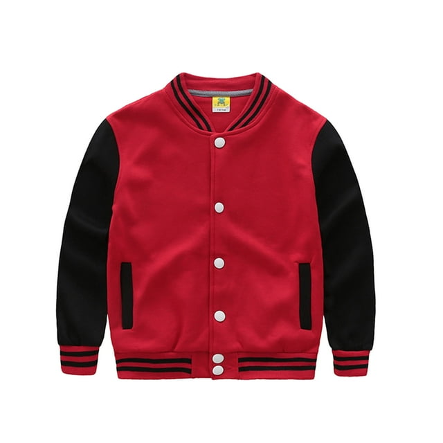 TIEVOSA Veste Décontractée pour Garçons Manteau à Manches Longues Manteau de Baseball Coupe-Vent 7-8 Ans