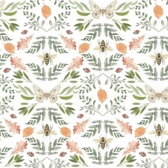 Penny Lane: Forest Cottage Bee And Butterfly Peel and Stick Wallpaper