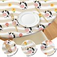 thumbnail image 4 of Beige Cow Flower Pattern Round Fitted Tablecloth with Elastic Edge,Dining Table Cover Waterproof,Outdoor Round Tablecloth for Camping,Dining,Indoor and Outdoor, 4 of 7