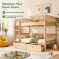 thumbnail image 3 of DTTRA Twin over Twin Convertible Bunk Bed with 2 Storage Drawers & Safety Handrails, Natural, 3 of 8