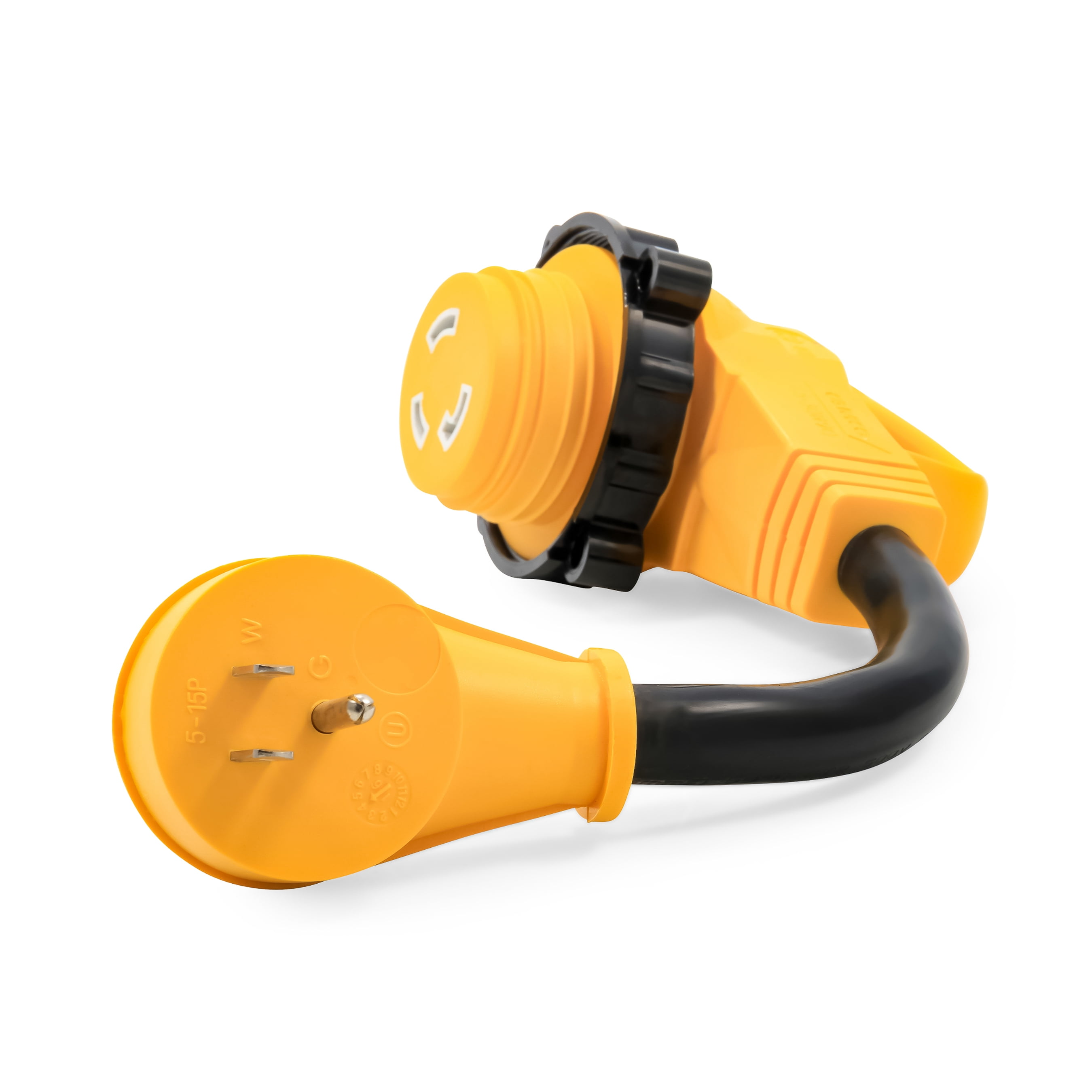 Camco PowerGrip Camper/RV Locking Adapter | 15 to 30-Amp, 12-Inches (55636)