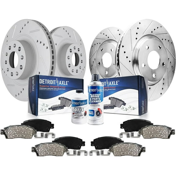 Detroit Axle - 10pc Brake Kit for 2016-2018 Chevrolet Camaro, Drilled and Slotted Disc Brake Rotors Ceramic Brakes Pads Replacement : 12.64" inch Front and 12.40" inch Rear Rotor