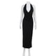 thumbnail image 1 of Generic Women's Summer Temperament V-neck Halter Dress Slim Slimming Solid Color Elegant Sexy Backless Maxi Dress, 1 of 1