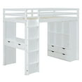 thumbnail image 6 of Harper & Bright Designs Wooden Full Size Loft Bed with Writing Desk for Boys Girls, Loft Bed Frame with Storage Shelves & LED Light for Boys Girls, White, 6 of 18