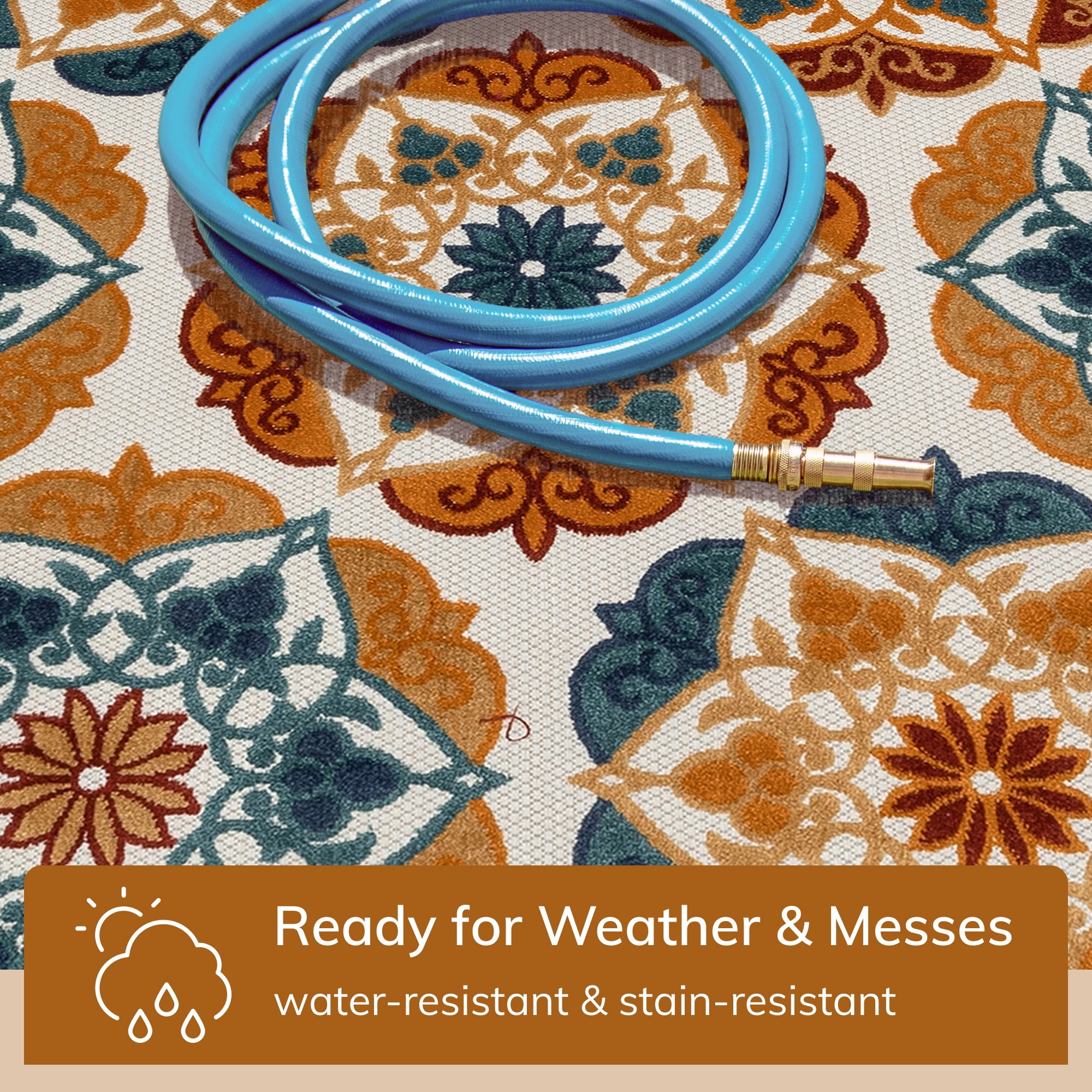 Well Woven Dorado Cabo Modern Geometric Multi Indoor/Outdoor High-Low Pile 2'7" x 9'10" Runner Rug