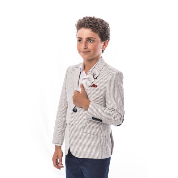 Elie Balleh Navy Pinstripe Boys Blazers Sports Coat Jacket
