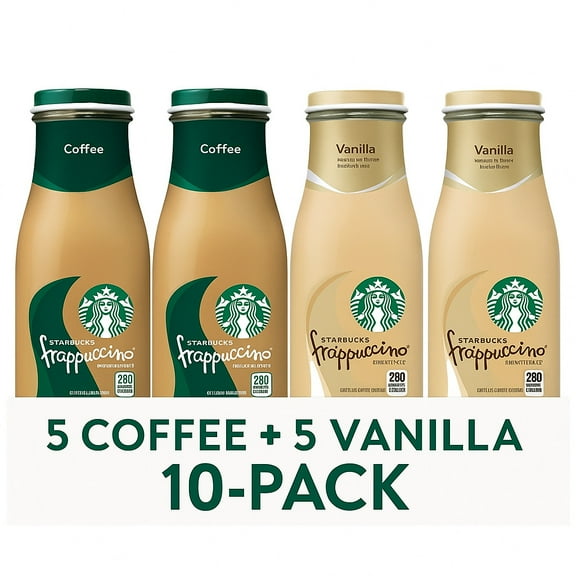Starbucks Frappuccino Coffee Drink, Coffee   Vanilla Variety Pack, 10-Pack, 13.7 fl oz Bottles
