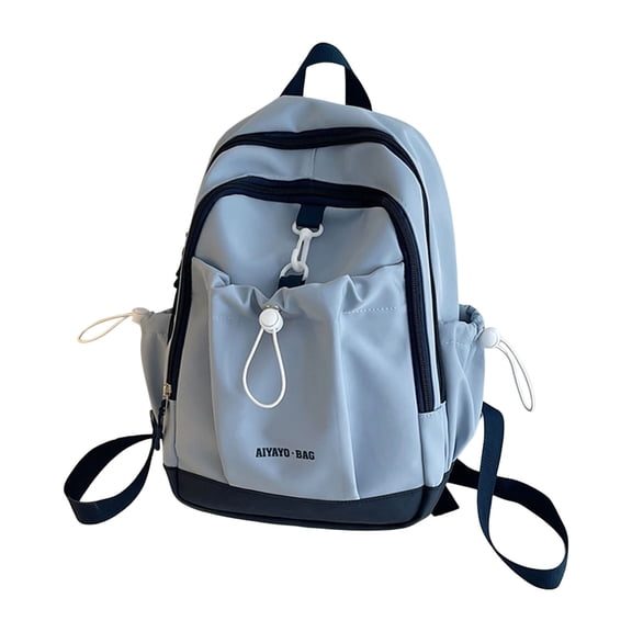 FUZHIQ Two Tone Drawstring School Backpack for Ages 3rd 4th 5th 6th Grade Lightweight Soft Fabric Daily Campus Daypack, Sky Blue