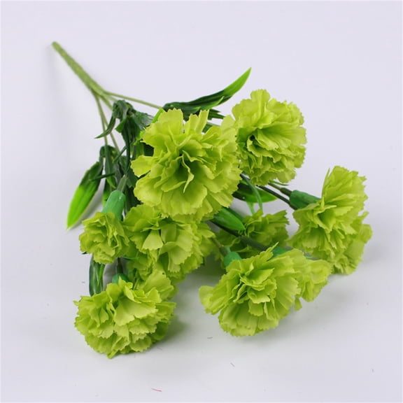 30cm Bouquets 11 Head Green Carnations,Outdoor UV Resistant No Fade Artificial Flower,Mini Carnation Silk Petals Fake Flowers Forever Plants for Photo Props Home Party and Wedding Decor