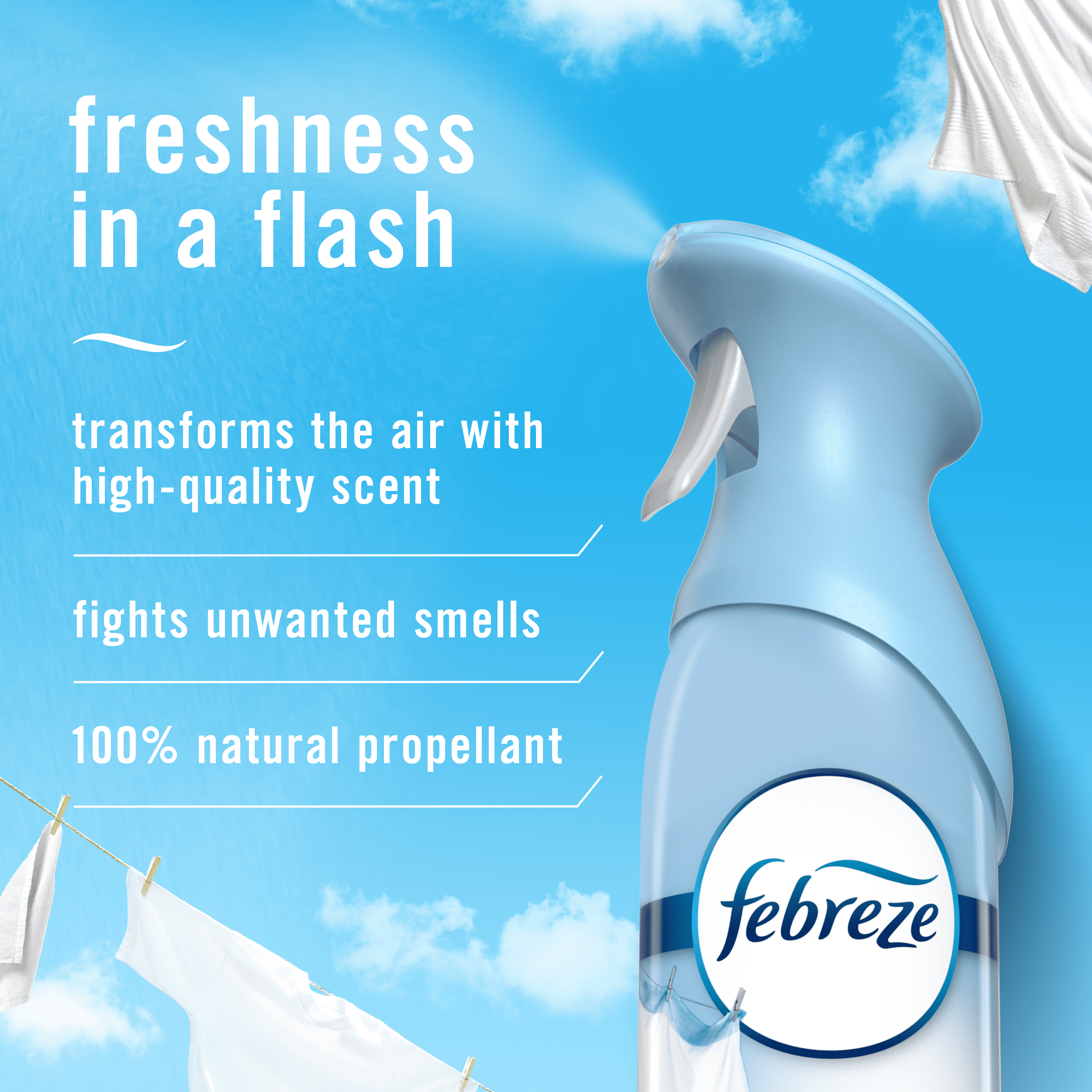 Febreze Air Freshener Spray, Odor-Fighting Room Spray, Linen & Sky, 8.8oz, 2 Count