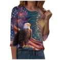 thumbnail image 4 of GEWSEY 250th Anniversary USA Shirt 250th America Shirt 3/4 Sleeve Womens Tops Patriotic Flag Eagle Print Tops 1776-2026 Tshirt Gifts (Dark Blue, XL), 4 of 8