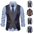 thumbnail image 5 of Men's Retro Spliced Fake Two Piece Sleeveless Shirt V Neck Single Breasted Waistcoat Casual Business Suit Vest, 5 of 5