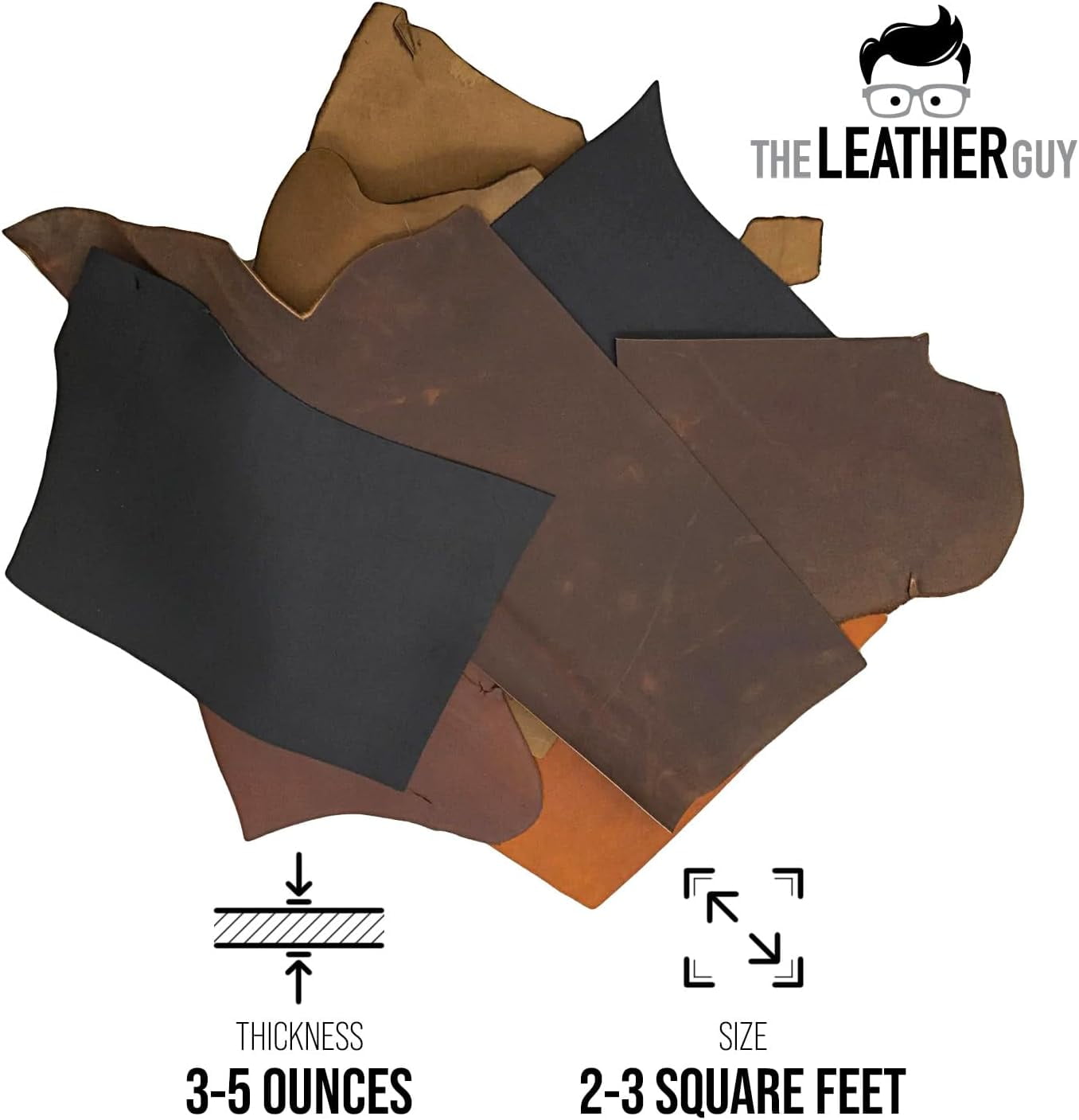 - Oil Tanned Cowhide Leather Scrap for Crafts and Leatherworking 1lb Bundle, Earth Colors, Small Sizes, 5-6oz Thickness