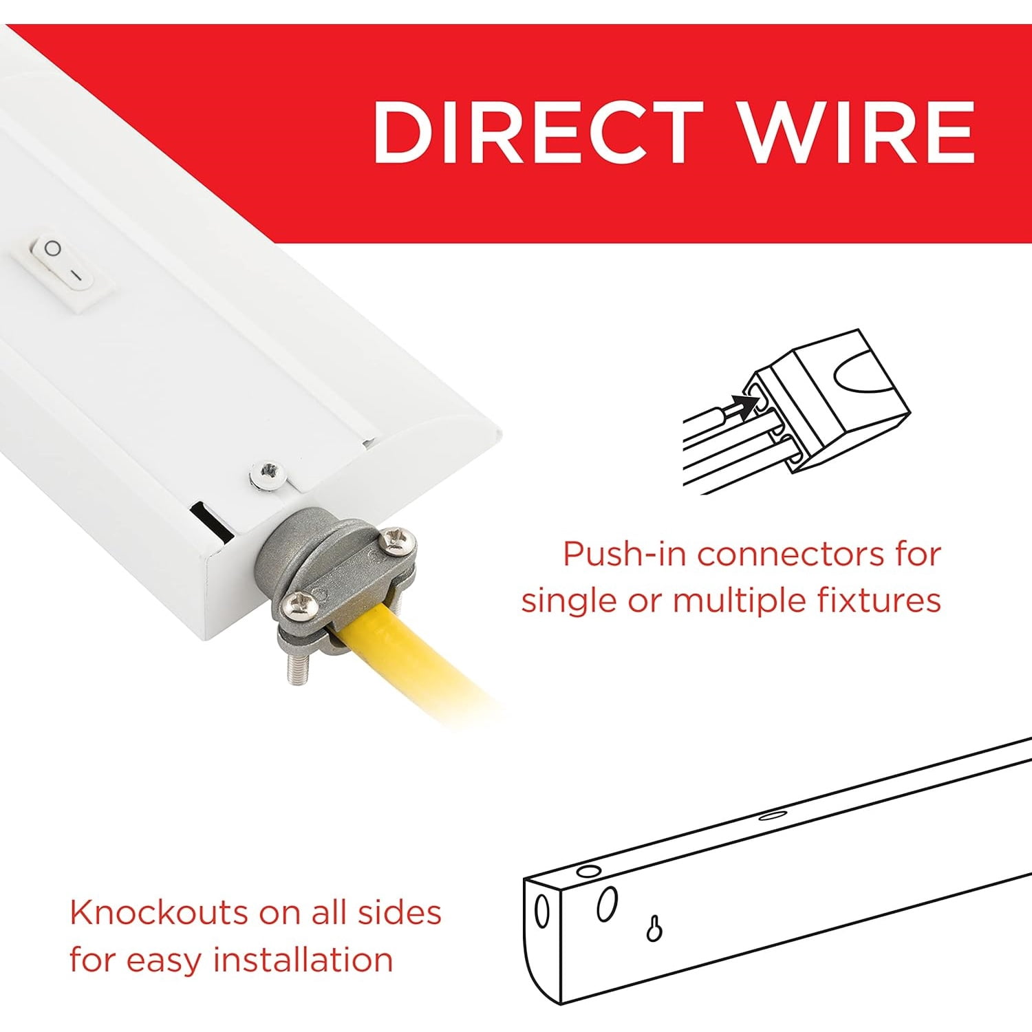 24 inch Hardwired Under Cabinet Lights, 3 Color Settings - 2700K/4000K/5000K - Warm White, Cool White, and Daylight, Under Cabinet Lighting, Dimmable Under Counter Lights for Kitchen, 45368