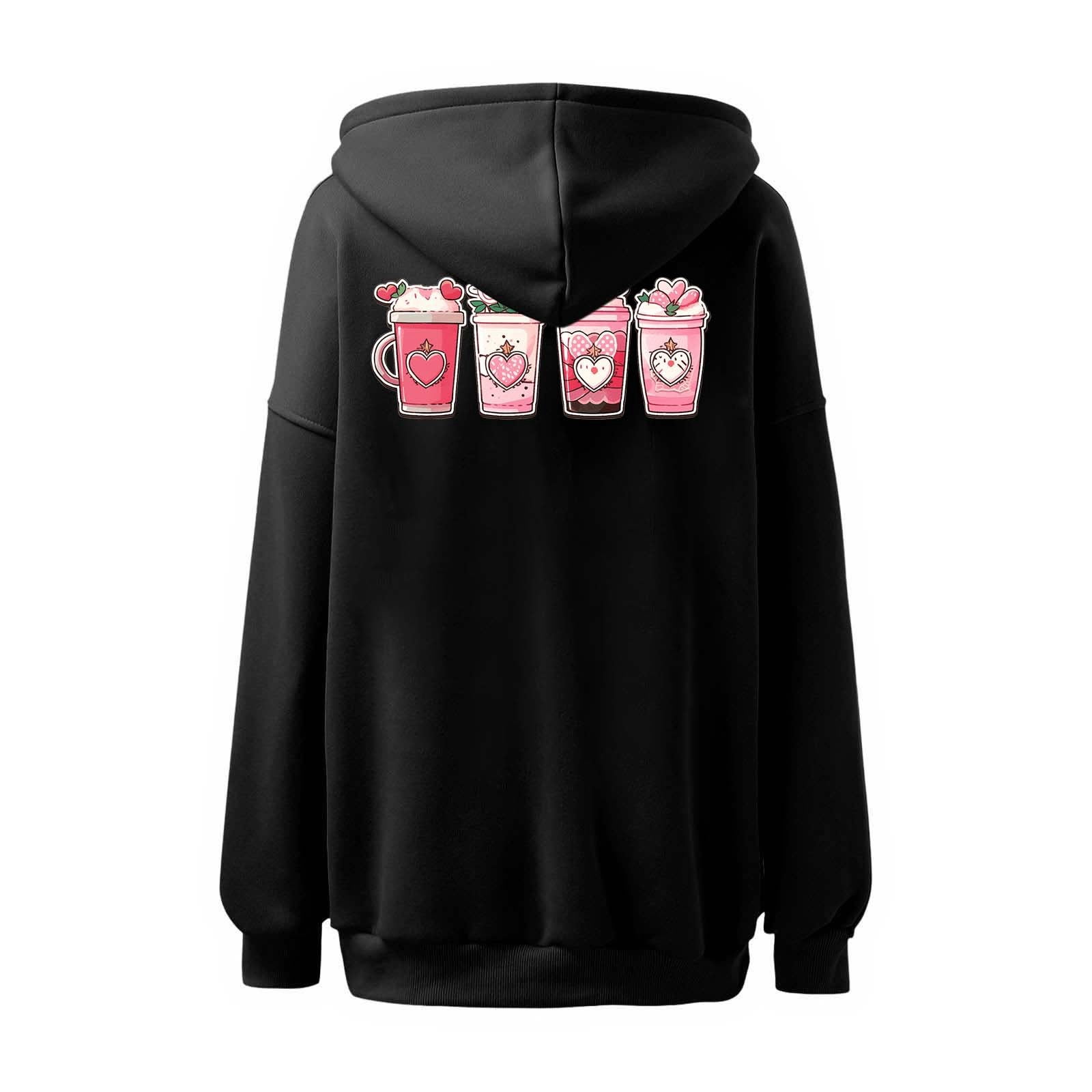 And Winter Fashionable Beverage Printed Women's Hooded Sweatshirt Without Pockets Women's Hooded Sweatshirt Womens Sweatshirts Clothe Sweatshirt Winter Fashion Women 2022 Womens Thin Hoodie Tunic Zip
