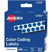 (R) Color-Coding Permanent Round Labels, 1/4in. Diameter, Dark Blue, Pack Of 450