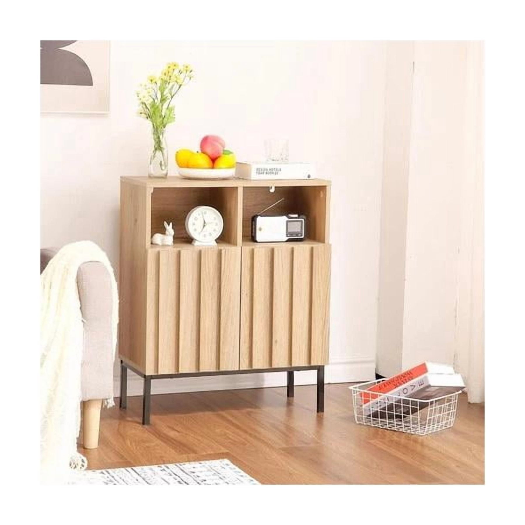 Modern Industrial Buffet Cabinet Storage Sideboard with Adjustable Shelf for Home