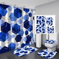 thumbnail image 2 of Blue Bathroom Curtain Set, 4Pcs Modern Art Geometric Shower Curtain with 12 Hooks, Waterproof, Blackout, 70.8' L x 70.8' W, 2 of 7