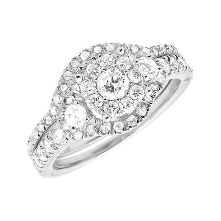 Jewelry Unlimited  Ladies 3 Stone Cluster Diamond 14k 