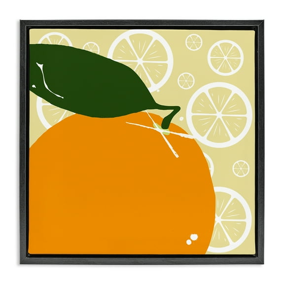 Stupell Industries Bright Orange Fruit Food & Beverage Painting Black Floater Framed Canvas Art Print Wall Art, 18 x 18