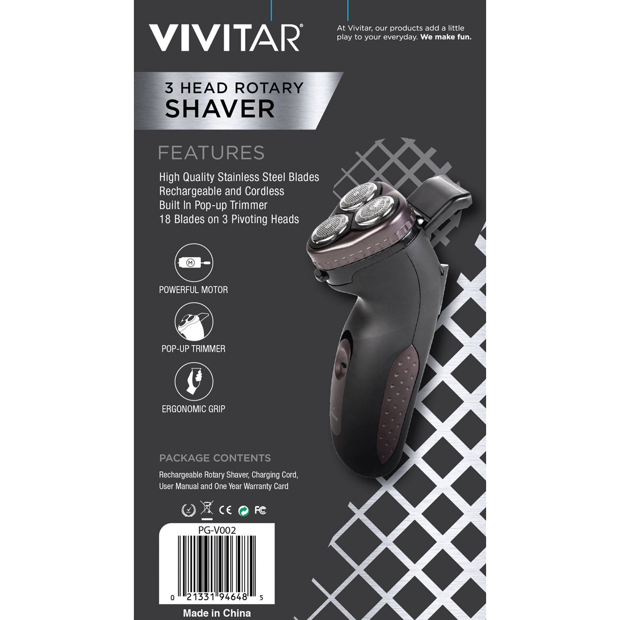 Vivitar Pg-v002 Rotarythree 3-head Rotary Shaver
