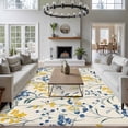 thumbnail image 3 of Rectangle Rug 8x10Ft Country Farm Watercolor Flowers Soft Indoor Throw Rugs Carpets for Living Dining Bedroom Kids Room Non-Slip Playroom Crawl Rug Floor Mats Retro Yellow Blue Floral, 3 of 9