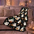 thumbnail image 6 of Cheerful Halloween Ghosts Holding Candy Pumpkins Black Background, Festive Halloween Scene, Warm Flannel Blanket for Living Room and Reading Nook, Art Lovers Halloween Gift, Festive Home Decor, 6 of 9