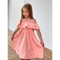 thumbnail image 5 of Arshiner Girls Summer Floral Ruffle Sundress Cold Shoulder Casual Holiday Dresses, 5 of 6