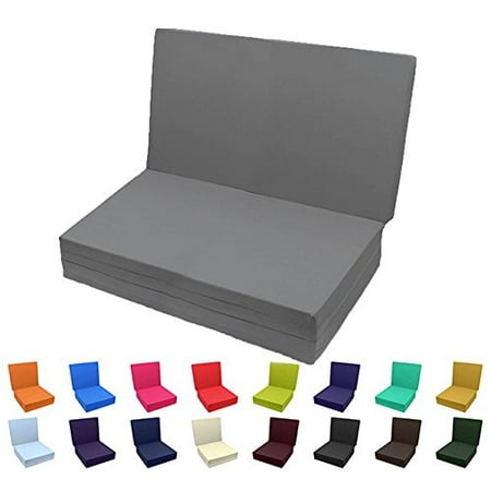 - Solid Color TriFold Bed White Foam Floor Mats Twin Size 39Wx75L Dark Gray