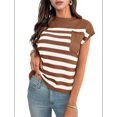 thumbnail image 1 of Suéter Informal de Cuello Redondo y Rayas con Aguja Gruesa para Mujer, Caramelo, Talla M, 1 of 7