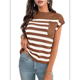thumbnail image 1 of Suéter Informal de Cuello Redondo y Rayas con Aguja Gruesa para Mujer, Caramelo, Talla M, 1 of 7