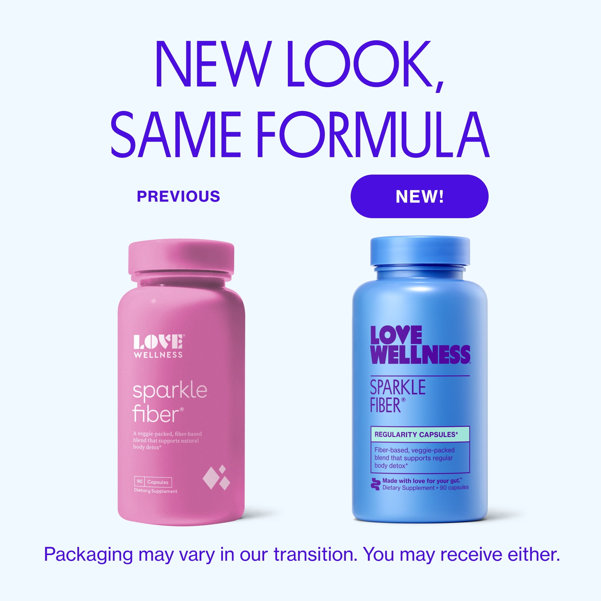 Love Wellness Sparkle Fiber, Regularity Capsules*, 90ct