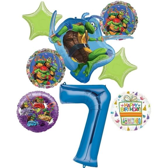 Teenage Mutant Ninja Turtles 7th Birthday Party Supplies and TMNT Balloon Bouquet Decorations