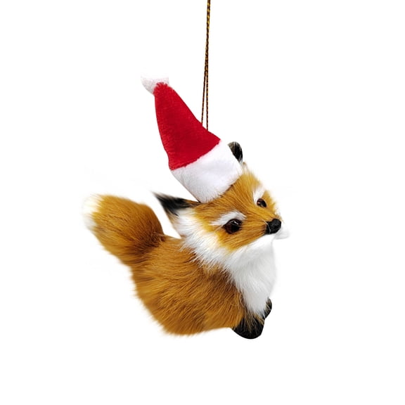 Vikakiooze 2022 Christmas Sale! Christmas Plush Imitation Animal Small Foxes Pendant Handicrafts Creative Small Animal Foxes Decorations Holiday Gifts